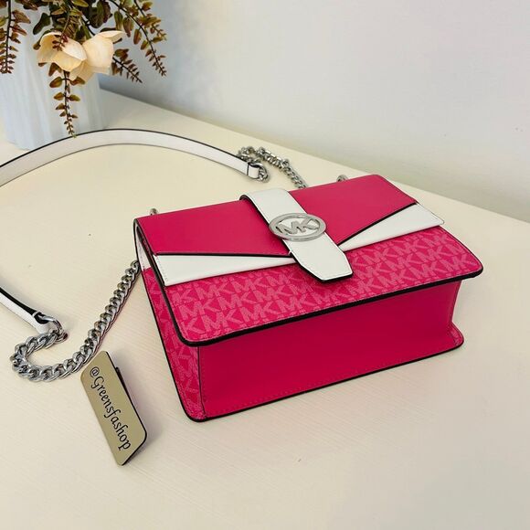 Michael Kors Purse Greenwich Small Signature Logo Crossbody Bag Dragonfruit - Picture 4 of 11